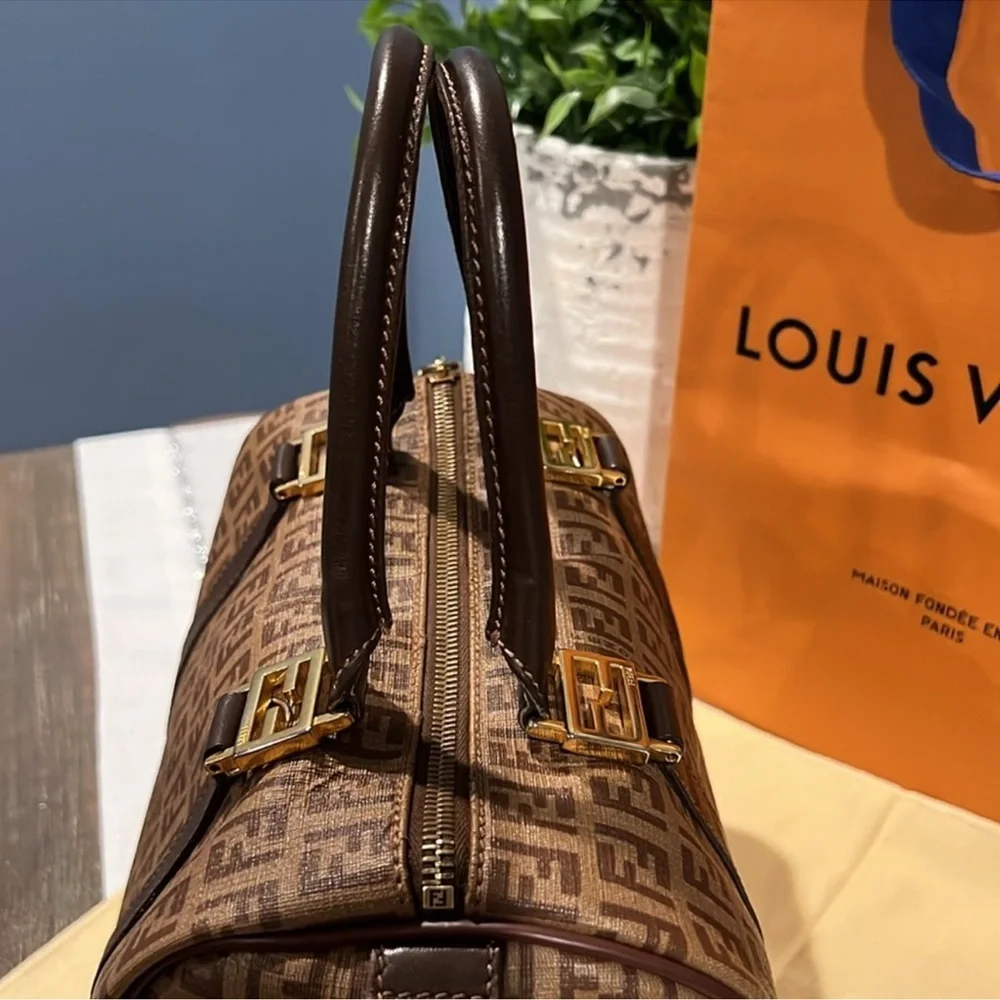 Fendi Brown Monogram Boston Bag - Picture 7 of 16